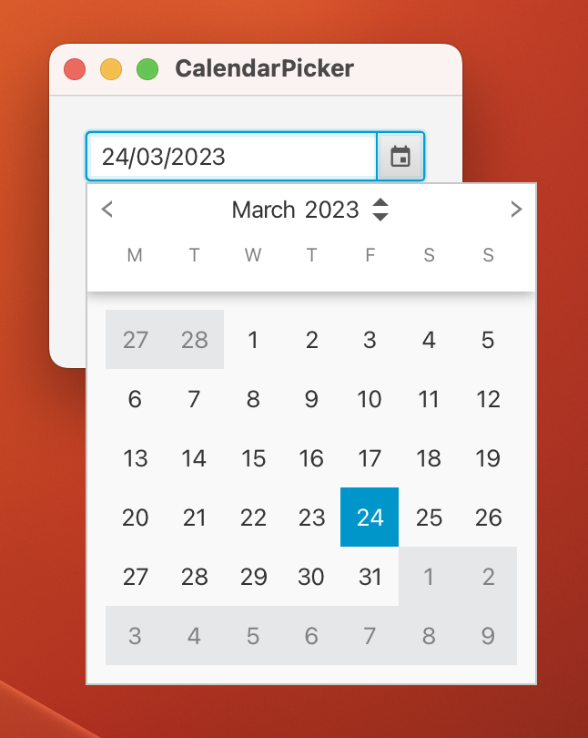 CalendarPicker screenshot