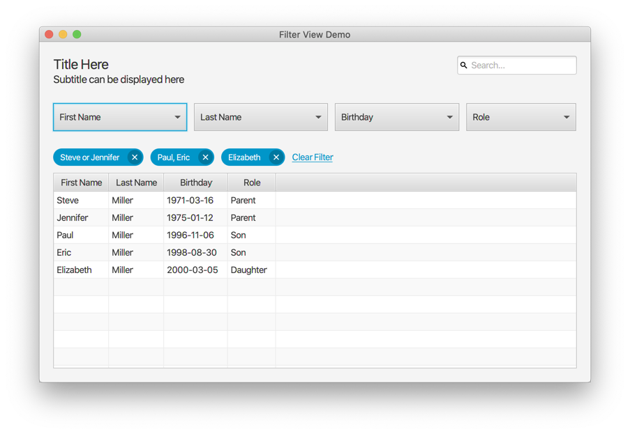 FilterView screenshot
