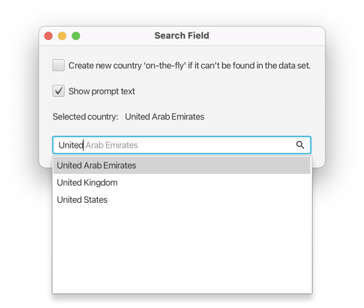 SearchField screenshot