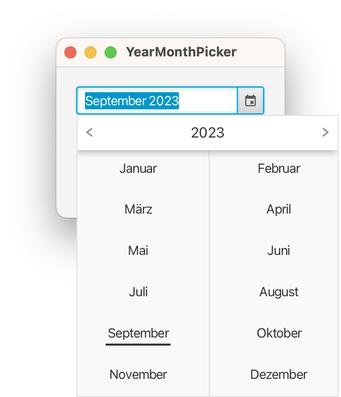 YearMonthPicker screenshot