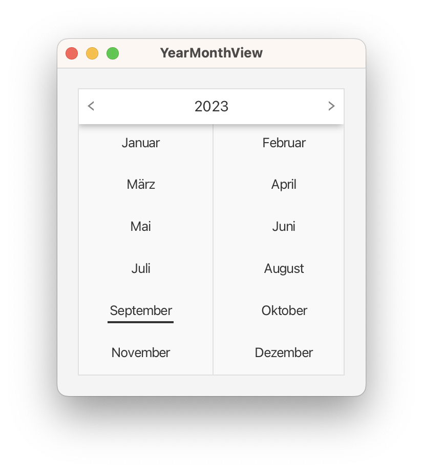 YearMonthView screenshot